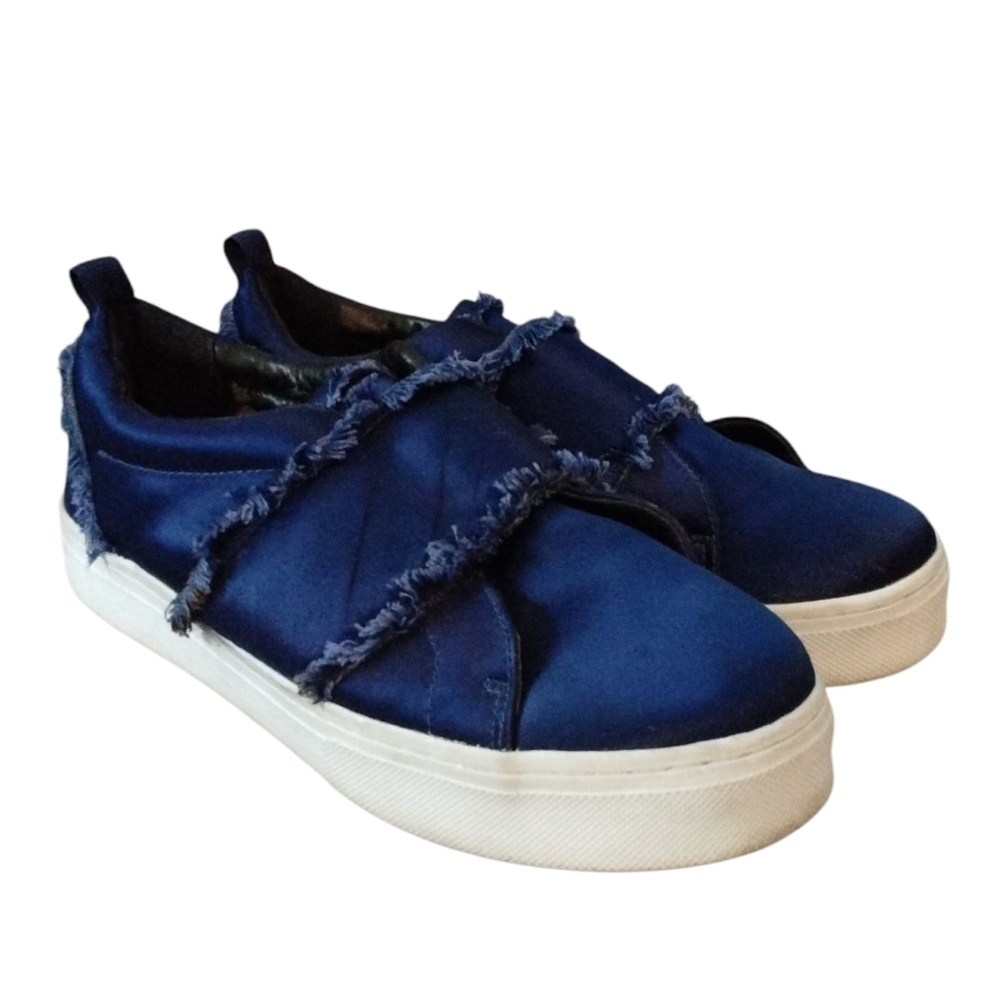 Sam Edelman Satin Blue Low-Top Sneakers Size 10 M - Picture 12 of 12
